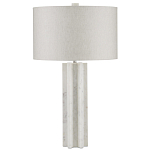 Настольная лампа мраморная с тканевым цилиндрическим абажуром Sharpened варинант исполнения - 4 | Loft Concept в Рязани