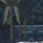 Обои ручная роспись Phuljhari Original colourway on Empire Blue dyed silk варинант исполнения - 3 | Loft Concept в Рязани