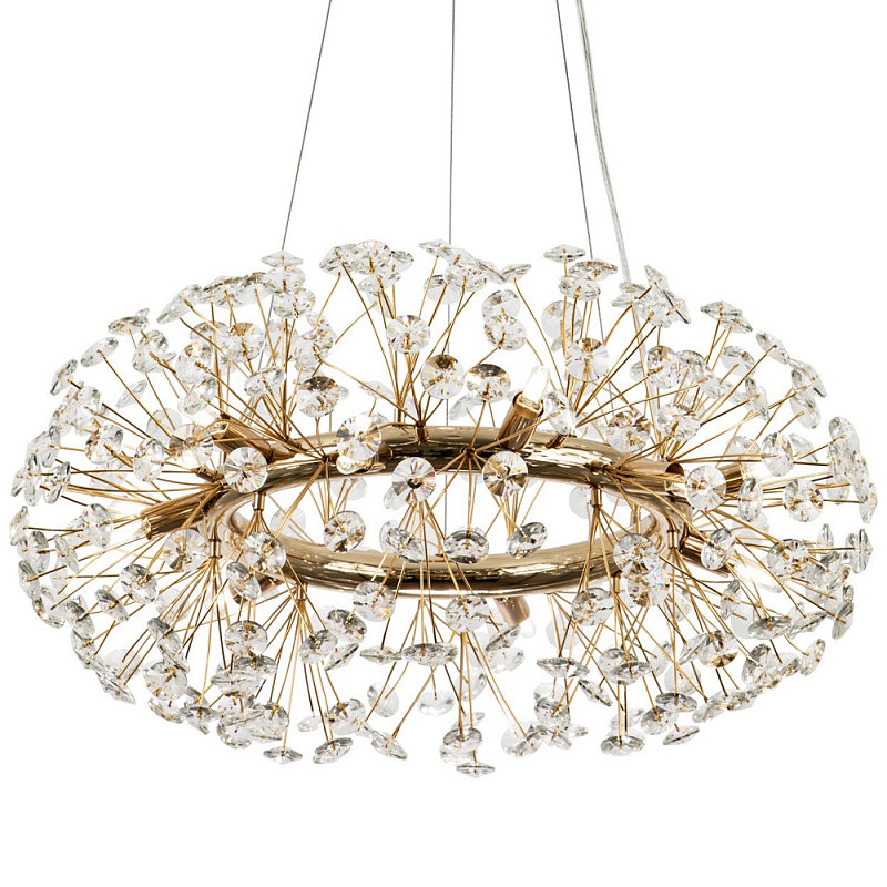Круглая подвесная люстра Crystal Dandelions Chandelier Глянцевое золото Прозрачный Круглая подвесная люстра Crystal Dandelions Chandelier Глянцевое золото Прозрачный в Рязани | Loft Concept