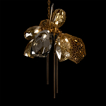 Люстра подвесная со стеклянными плафонами из дымчатого и золотистого с тремя вертикальными подвесками Gilded Mirage  варинант исполнения - 7 | Loft Concept в Рязани