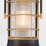 Настенный фонарь цилиндрической формы с рифленым стеклом в золотом каркасе на черном прямоугольном основании Eurofase варинант исполнения - 15 | Loft Concept в Рязани