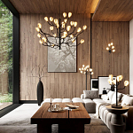 Люстра подвесная черного цвета с ветвями и белыми фарфоровыми цветами Floralis варинант исполнения - 3 | Loft Concept в Рязани