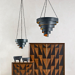 Подвесной светильник в форме спирали черный с золотой внутренней отделкой Warm Glow варинант исполнения - 3 | Loft Concept в Рязани