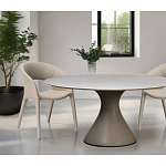 Стол обеденный круглый мраморный на бежевом основании Valedmir варинант исполнения - 6 | Loft Concept в Рязани