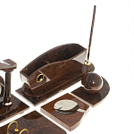 Настольный письменный набор с часами из природного камня обсидиана Competent Leader варинант исполнения - 5 | Loft Concept в Рязани