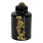 Банка с крышкой из фарфора с бронзовым цветочным элементом Eden Garden варинант исполнения - 1 | Loft Concept в Рязани