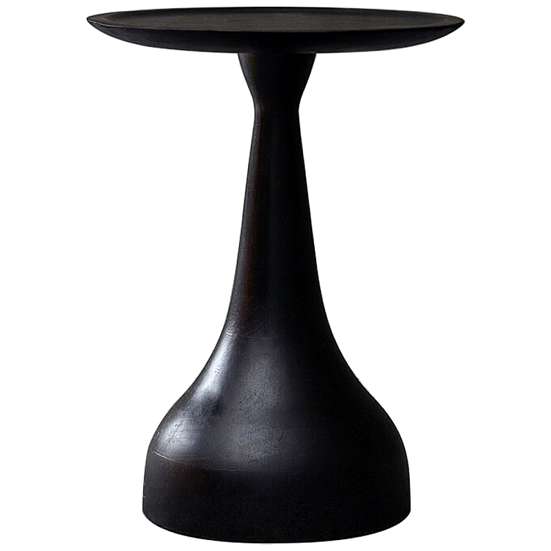 Приставной круглый столик из массива акации Veras Black Side Table Черный Приставной круглый столик из массива акации Veras Black Side Table Черный в Рязани | Loft Concept