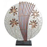 Настольная лампа из перламутра и дерева на подставке Indonesian Shell Flower варинант исполнения - 2 | Loft Concept в Рязани