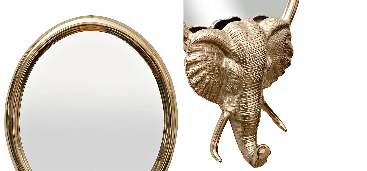 Зеркало с декором слона Gold Elephant Зеркало с декором слона Gold Elephant - Loft-Concept в Рязани