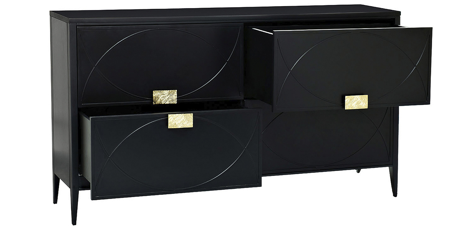 Комод с 4-мя ящиками Amelie Black Chest of Drawers Черный Комод с 4-мя ящиками Amelie Black Chest of Drawers Черный - Loft-Concept в Рязани