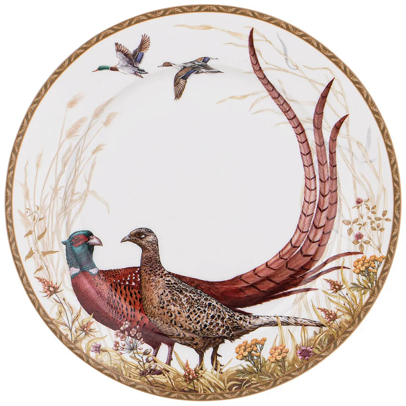 Тарелка закусочная из фарфора с изображением животных Hunting Porcelain Collection Белый Коричневый Мульти Тарелка закусочная из фарфора с изображением животных Hunting Porcelain Collection Белый Коричневый Мульти в Рязани | Loft Concept