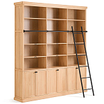 Книжный шкаф из массива сосны с металлической лестницей Burton Wood Cabinet варинант исполнения - 4 | Loft Concept в Рязани