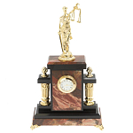 Часы настольные бронзовые из натурального камня Яшма с декором в виде Фемиды Themis Stone Clock варинант исполнения - 1 | Loft Concept в Рязани