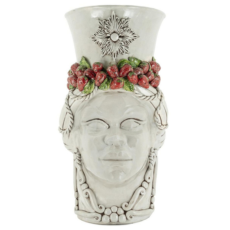 Ваза Vase Head Lady Giant Crakle Strawberry Бежевый Красный Ваза Vase Head Lady Giant Crakle Strawberry Бежевый Красный в Рязани | Loft Concept