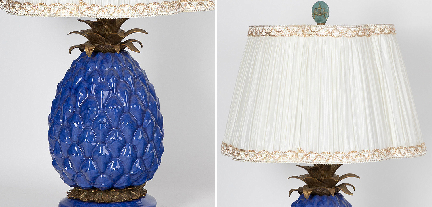 Настольная лампа с абажуром Pineapple Blue Table Lamp Настольная лампа с абажуром Pineapple Blue Table Lamp - Loft-Concept в Рязани