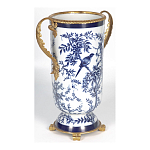 Ваза с бронзовыми ручками и синим цветочным узором Blue & White Ornament варинант исполнения - 2 | Loft Concept в Рязани