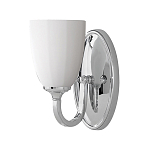 Бра для ванных комнат с белым стеклянным плафоном в форме бокала на овальном основании цвета хром с изогнутым держателем Feiss варинант исполнения - 1 | Loft Concept в Рязани