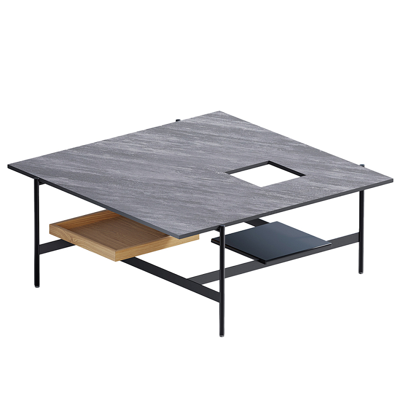 Karat журнальный столик цвета серый камень с съемным подносом Серый Черный в Рязани | Loft Concept 