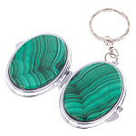 Зеркало брелок карманное двухстороннее из натурального камня Малахит Stone Mirrors варинант исполнения - 2 | Loft Concept в Рязани