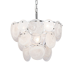 Люстра из белых стеклянных дисков на серебрянном каркасе White Glowing Reflectors варинант исполнения - 1 | Loft Concept в Рязани