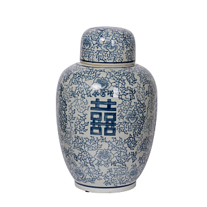 Китайская ваза c крышкой Blue & White Ornament Vase