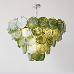 Люстра из зеленых стеклянных дисков с перламутровым эффектом Green Glowing Glaze варинант исполнения - 2 | Loft Concept в Рязани