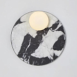 Бра круглое с каменным черно-белым основанием и плафоном из стекла Shaw Marble Lighting варинант исполнения - 1 | Loft Concept в Рязани