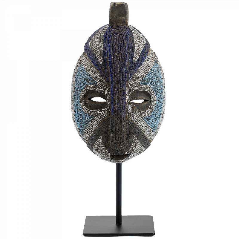 Маска African Mask Ganju Серый Белый Синий Голубой Черный Маска African Mask Ganju Серый Белый Синий Голубой Черный в Рязани | Loft Concept