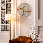 Зеркало кругле с декоративной золотой вставкой Golden Tree варинант исполнения - 3 | Loft Concept в Рязани