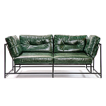 Диван Лофт Натуральная Винтажная кожа Зеленый Two Seat Encounter Leather Sofa варинант исполнения - 1 | Loft Concept в Рязани