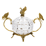 Конфетница из прозрачного рельефного стекла с ручками в виде стрекоз и фигуркой лебедя Eden Garden варинант исполнения - 1 | Loft Concept в Рязани