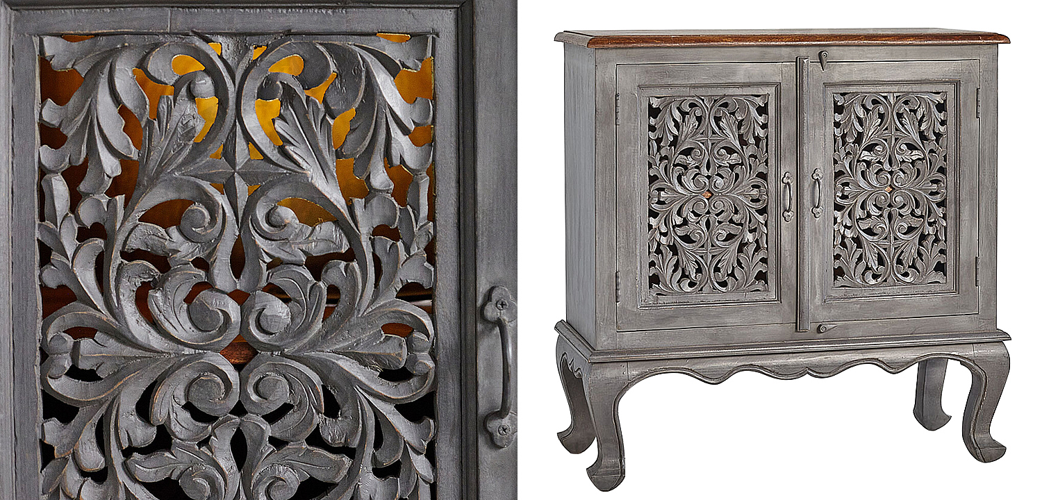 Комод Indian Antique White Furniture Chest of Drawers Agni серый Комод Indian Antique White Furniture Chest of Drawers Agni серый - Loft-Concept в Рязани