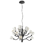 Люстра подвесная черного цвета с ветвями и белыми фарфоровыми цветами Floralis варинант исполнения - 2 | Loft Concept в Рязани