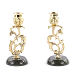 Подсвечники бронзовые на подставке из натурального камня нефрит Stone Candlestick варинант исполнения - 3 | Loft Concept в Рязани