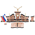 Настольный письменный набор из креноида с часами и декором в виде орла Marble Accessory варинант исполнения - 1 | Loft Concept в Рязани