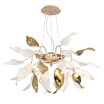Люстра подвесная с белыми матовыми и золотыми глянцевыми листьями Wintery flovers варинант исполнения - 2 | Loft Concept в Рязани