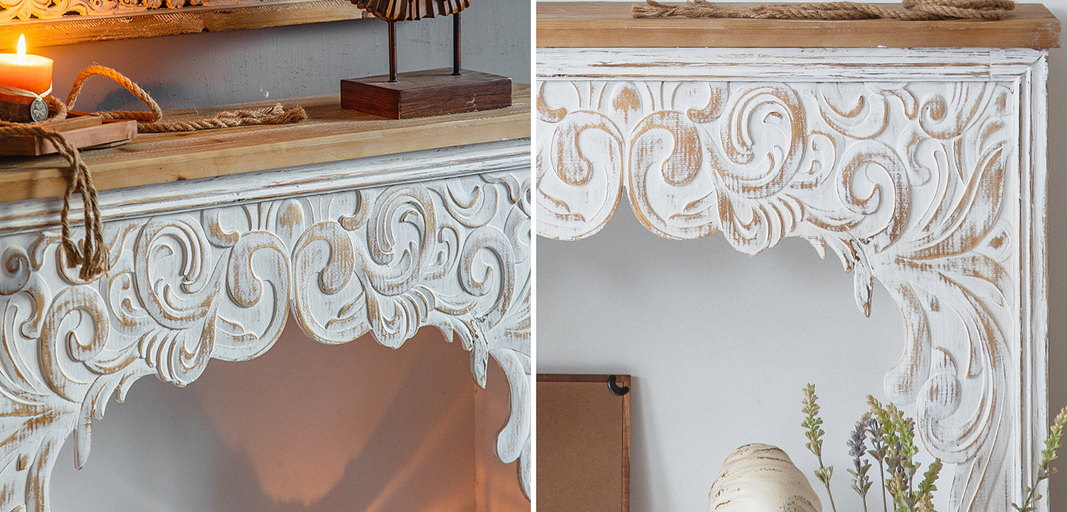 Консоль Indian Antique White Furniture Felicienne Console Консоль Indian Antique White Furniture Felicienne Console - Loft-Concept в Рязани