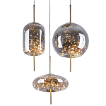 Подвесной светильник с гирляндой внутри 3-х стеклянных плафонов Garland Glass Trio Hanging Lamp варинант исполнения - 2 | Loft Concept в Рязани
