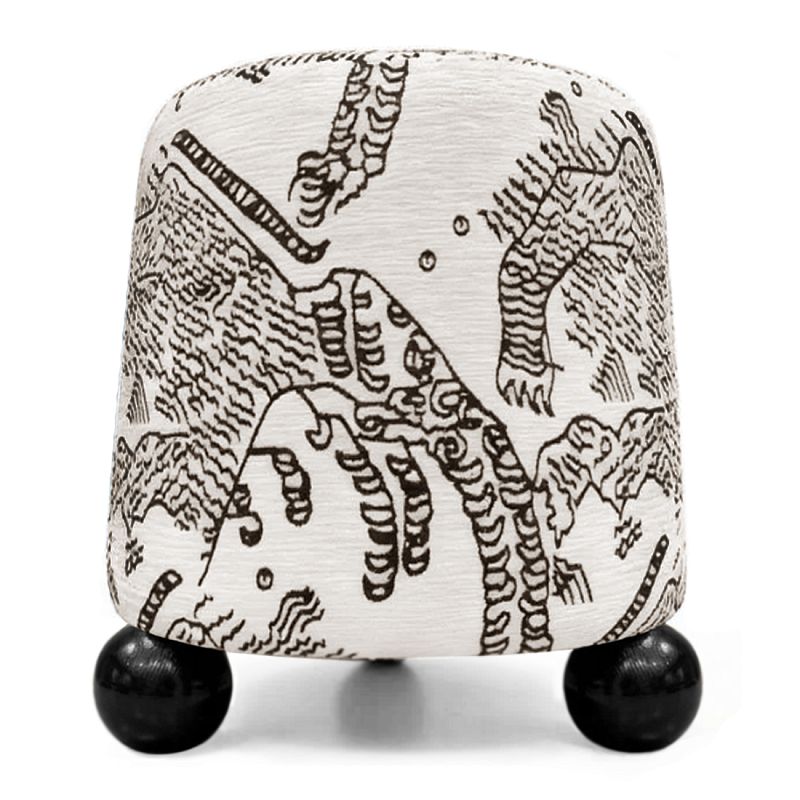 Пуф Wakonda Черно-Белый с Круглыми Черными ножками Белый Черный в Рязани | Loft Concept 