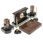 Настольный письменный набор с часами из природного камня обсидиана Royal Stone варинант исполнения - 2 | Loft Concept в Рязани