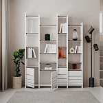 Стеллаж прямой ассиметричный с полками и 4-мя дверцами ARYA BOOKCASE WHITE варинант исполнения - 4 | Loft Concept в Рязани