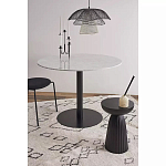Круглый обеденный стол с белой мраморной столешницей White Tabletop on Black Base варинант исполнения - 3 | Loft Concept в Рязани