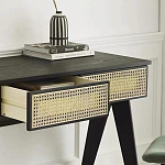 Дизайнерский письменный стол матово-чёрного цвета с 2-мя плетеными ящиками Glade Desk варинант исполнения - 1 | Loft Concept в Рязани