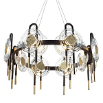 Люстра подвесная круглая черного цвета с круглыми прозрачными плафонами Virelia  варинант исполнения - 1 | Loft Concept в Рязани