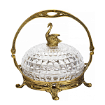 Конфетница из прозрачного рельефного стекла с ручкой и фигуркой лебедя Eden Garden варинант исполнения - 1 | Loft Concept в Рязани