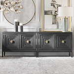 Тумба черная из дерева двухдверная Geometric Double Door Nightstand варинант исполнения - 4 | Loft Concept в Рязани