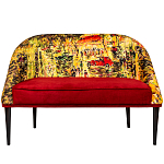 Диван двухместный из натурального бука красный с цветным принтом Impressionism in Art варинант исполнения - 1 | Loft Concept в Рязани