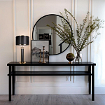 Настольная лампа с чёрным тканевым абажуром и металлическим корпусом золотого цвета Golden Arc варинант исполнения - 4 | Loft Concept в Рязани