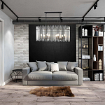 Люстра подвесная овальная со стеклянными прозрачными трубками и металлическим каркасом черного цвета Nembus варинант исполнения - 6 | Loft Concept в Рязани