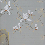 Обои ручная роспись Summer Night Blossom Colourway SC-122 on Wood Ash slub silk варинант исполнения - 2 | Loft Concept в Рязани